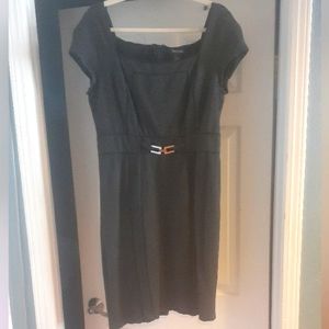 WHBM Charcoal Gray Dress with Black Piping - 14